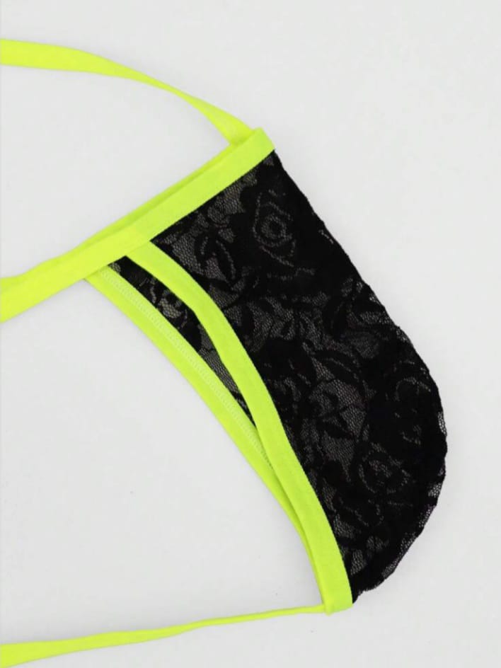 FANDY Men's Sexy Lingerie Fluorescent Spaghetti Strap, Mesh Hollow-Out Design